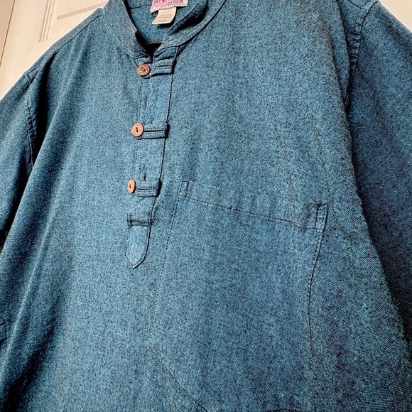 2-Shop O Holic Fashion Cotton Pullover Tunic Shirts XXL Long Sleeve Olive/Teal - Picture 5 of 15